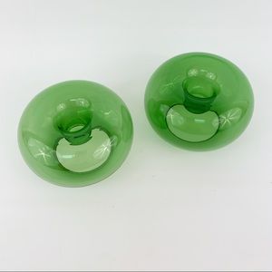 Vintage Green Glass Bubble Candle Holders